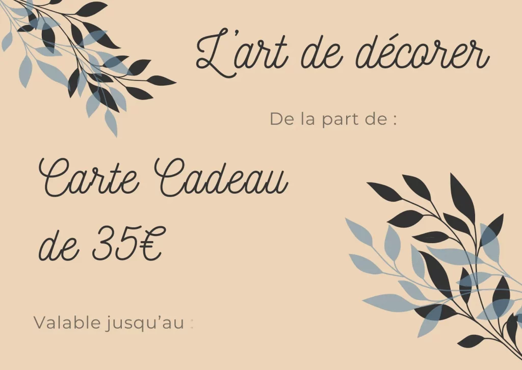 Bon cadeau L'art de décorer 35€ - Pancarte zen faite main