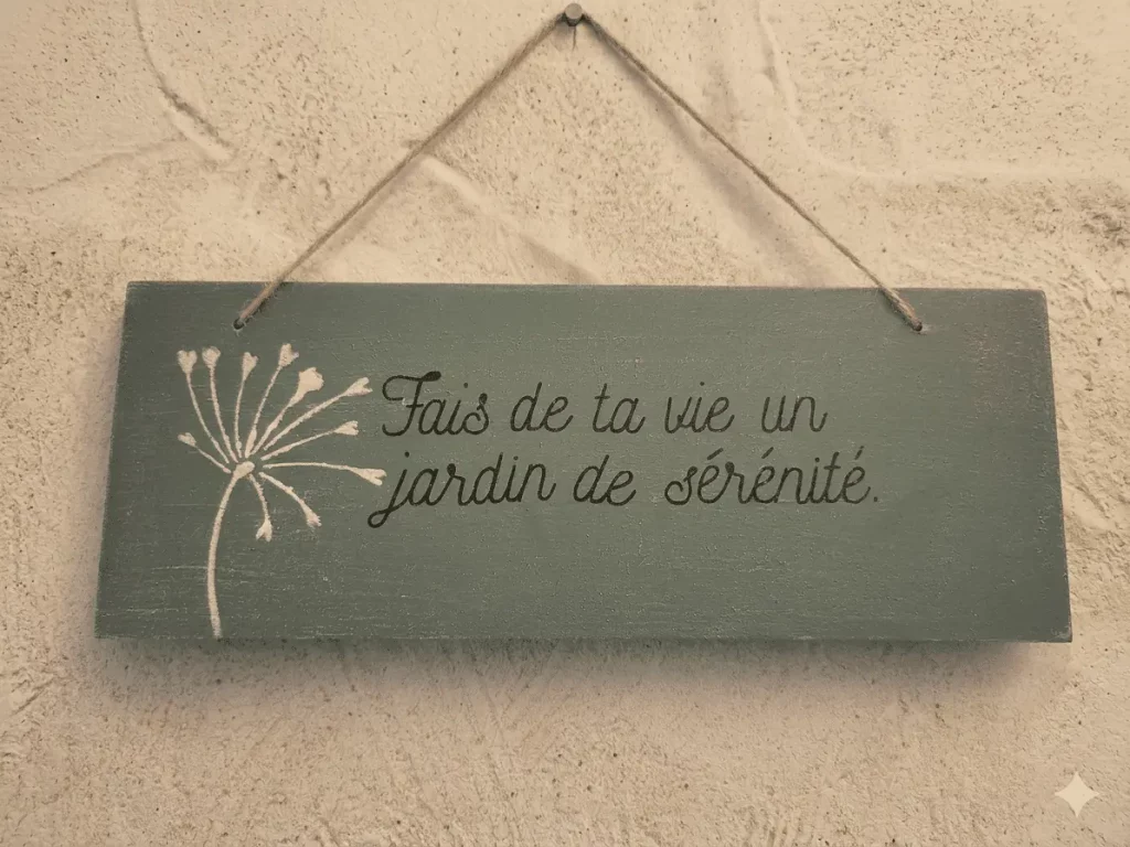 Pancarte zen bois faite main « Fais de ta vie un jardin de sérénité » - L'art de décorer